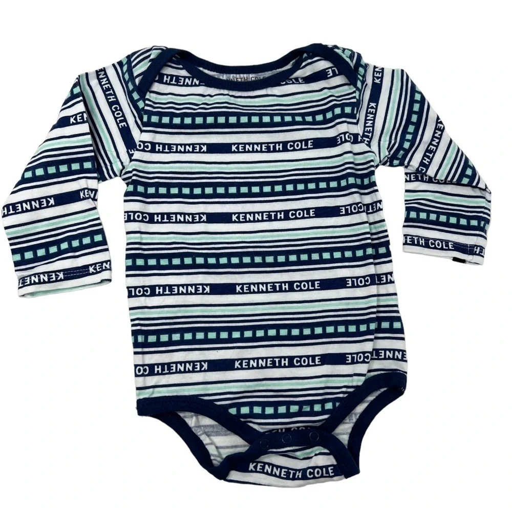 Kenneth Cole Baby Striped Blue White Long Sleeve Bodysuit